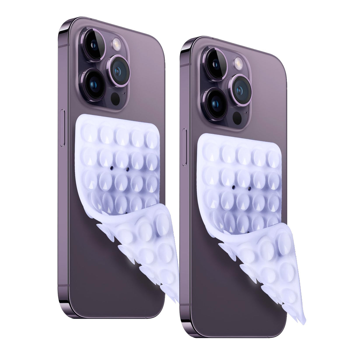 Villelei 2PCS Funda de Succión de Silicona para Teléfono con Soporte Adhesivo - Soporte de Agarre de Potencia Manos Libres para Selfies y Videos en TIKTOK - Duradero y Fácil de Usar - Compatible con iPhone y Android (Morado)
