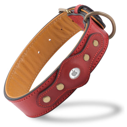 Collar de Cuero Filbert para Perros con Porta Airtag Seguro Mejorado, Collar para Perros Grandes Impermeable y Ajustable de Cuero Premium