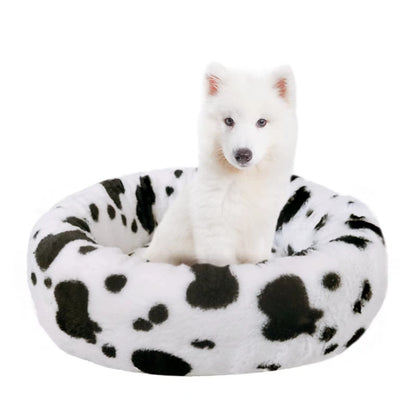 JOPOY Cama Anti-Ansiedad para Perros, Cama Donut de Piel Falsa, L?25.525.57.5 Pulgadas